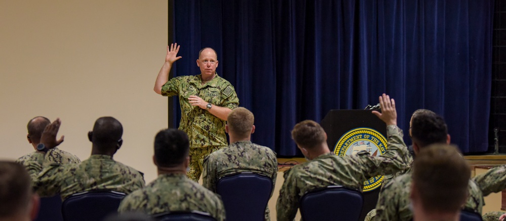 NSF Diego Garcia Commanding Officer Speaks with Sailors