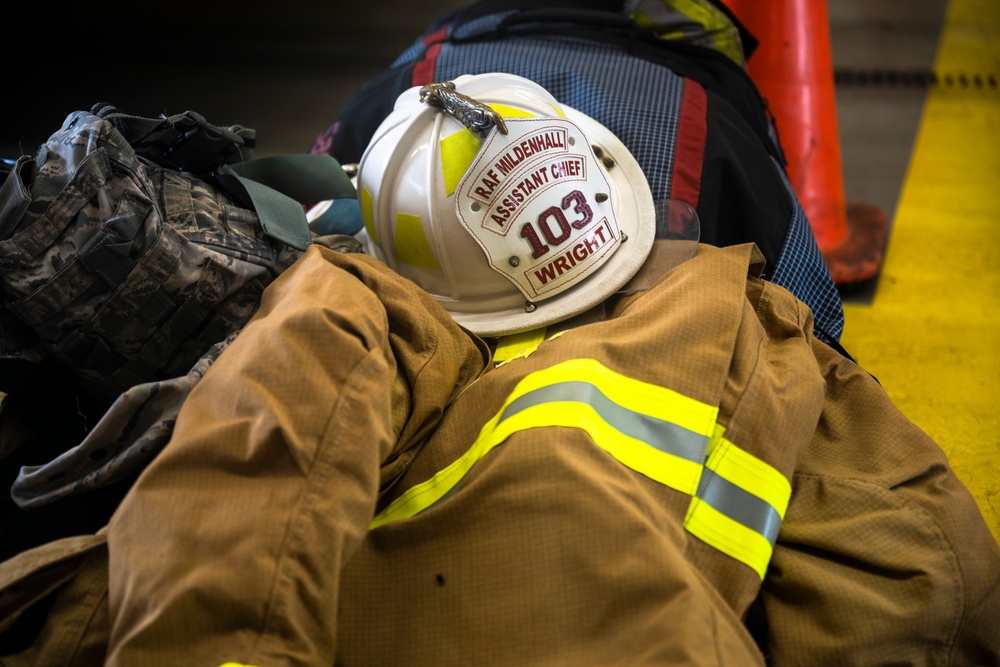 CES Firefighters conduct training at RAF Mildenhall