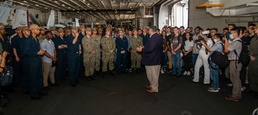 USS Ronald Reagan (CVN 76) hosts Secretary of the Navy in Singapore