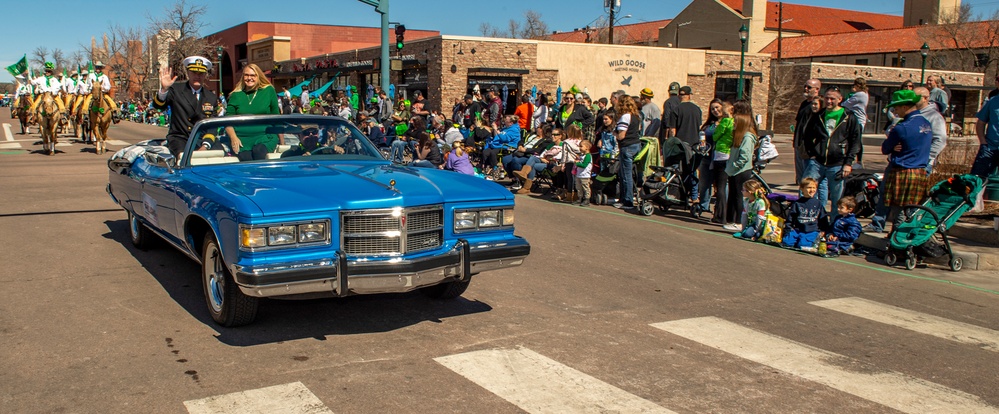 Rear Adm. John Watkins participates in the 38th Annual Colorado Springs St. Patrick’s Day Parade