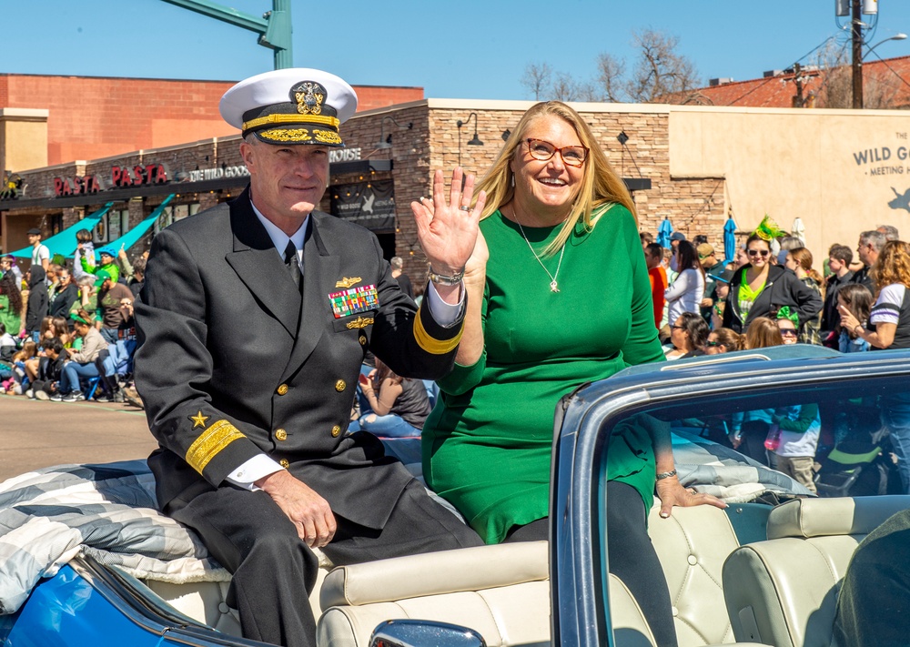 Rear Adm. John Watkins participates in the 38th Annual Colorado Springs St. Patrick’s Day Parade