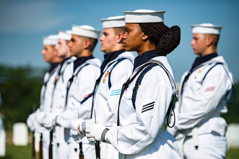 Military Funeral Honors with Funeral Escort Are Conducted for U.S. Navy Chief Pharmacist's Mate James Cheshire in Section 62