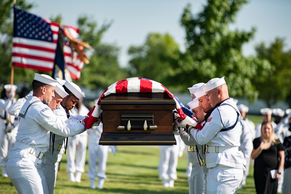 Military Funeral Honors with Funeral Escort Are Conducted for U.S. Navy Chief Pharmacist's Mate James Cheshire in Section 62