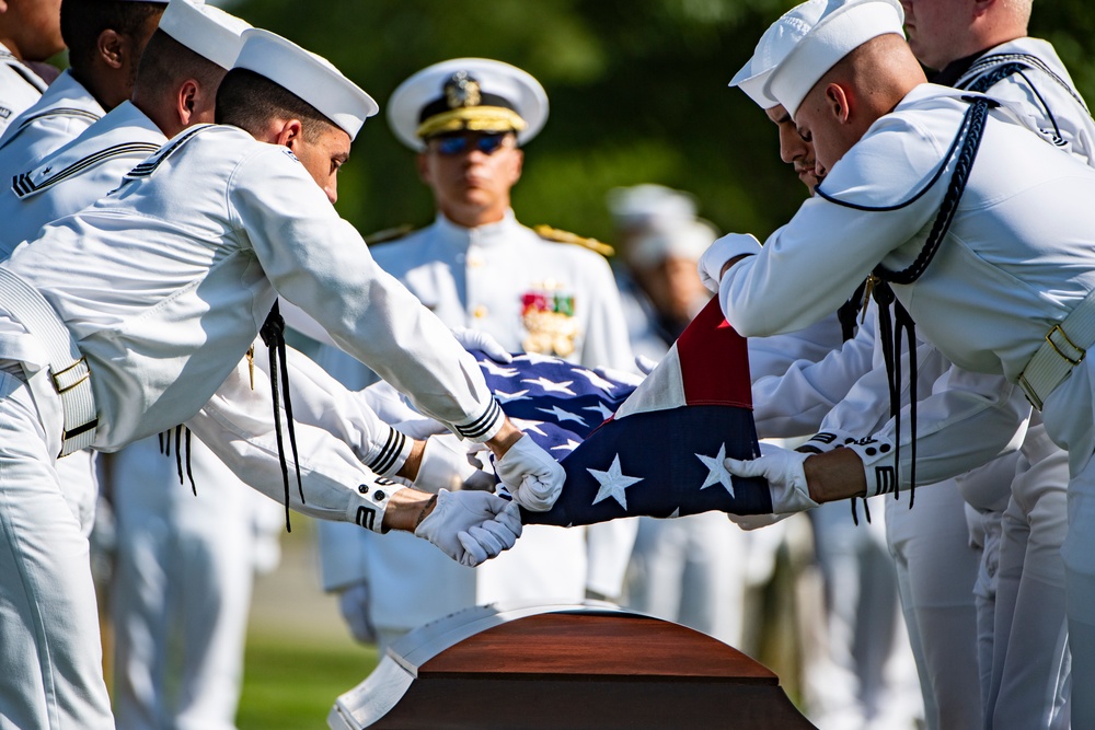 Military Funeral Honors with Funeral Escort Are Conducted for U.S. Navy Chief Pharmacist's Mate James Cheshire in Section 62