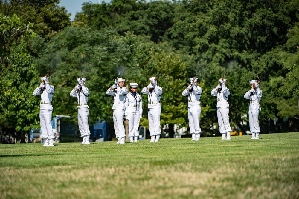 Military Funeral Honors with Funeral Escort Are Conducted for U.S. Navy Chief Pharmacist's Mate James Cheshire in Section 62