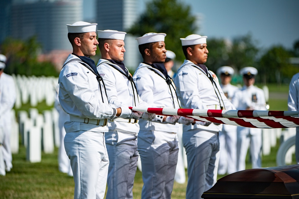 Military Funeral Honors with Funeral Escort Are Conducted for U.S. Navy Chief Pharmacist's Mate James Cheshire in Section 62