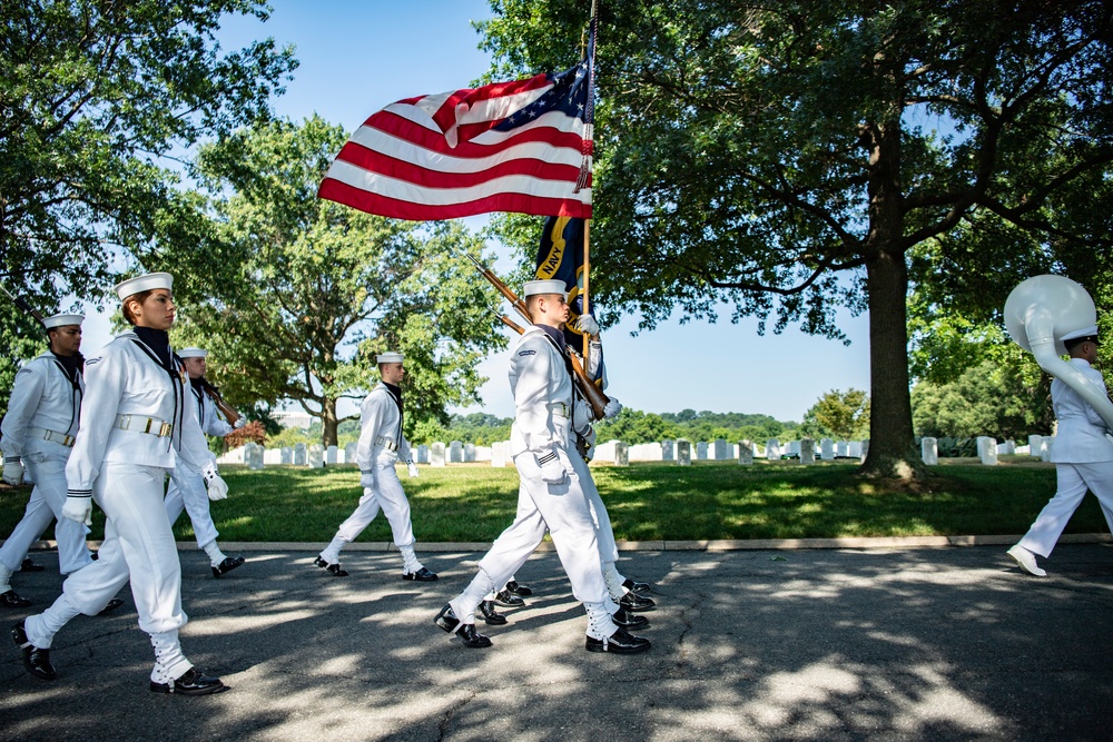 Military Funeral Honors with Funeral Escort Are Conducted for U.S. Navy Chief Pharmacist's Mate James Cheshire in Section 62