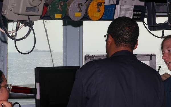 Sailors Monitor Navigation from Pilothouse