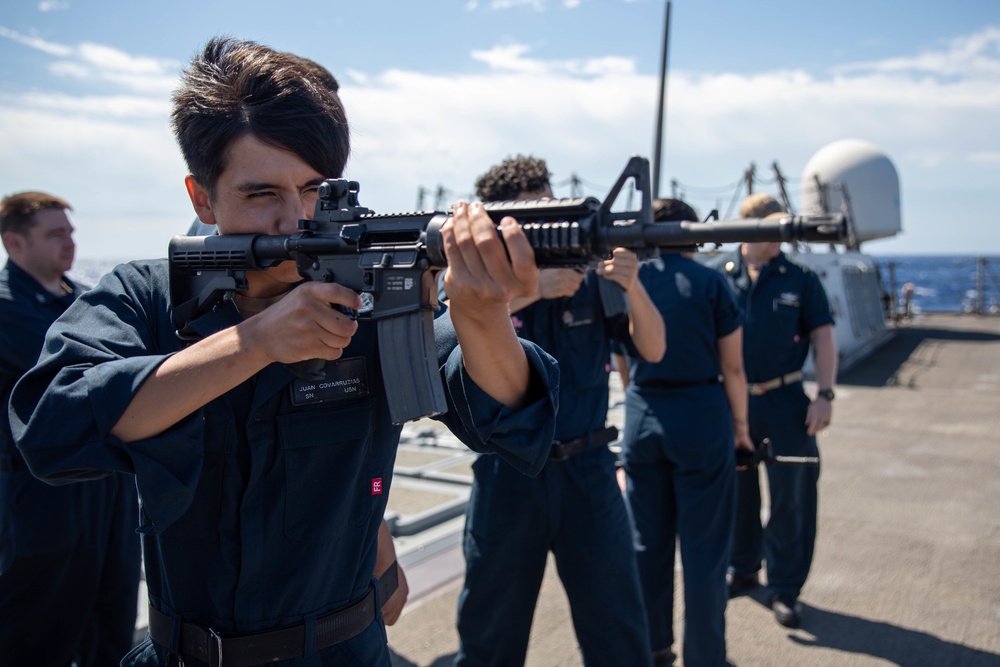 The USS Bainbridge is on a scheduled deployment in the U.S. Naval Forces Europe area of operations, employed by U.S. Sixth Fleet to defend U.S., Allied and Partner interests.