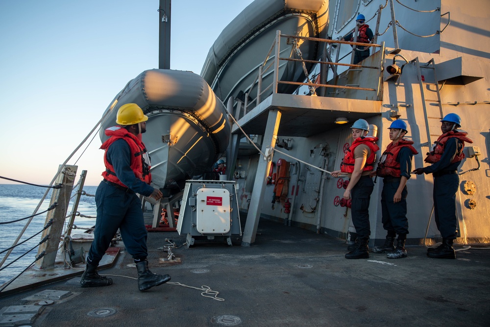 The USS Bainbridge is on a scheduled deployment in the U.S. Naval Forces Europe area of operations, employed by U.S. Sixth Fleet to defend U.S., Allied and Partner interests.