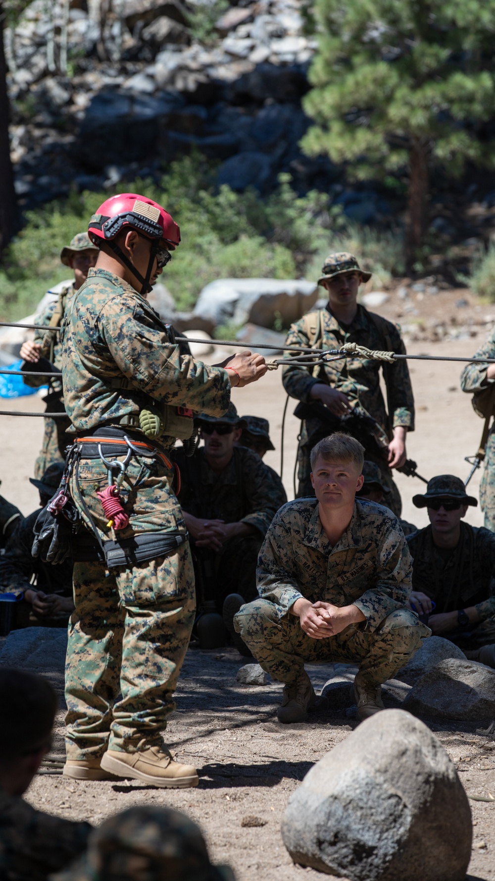 Practice Makes Perfect | U.S. Marines with 1st Battalion, 24th Marine Regiment practice rope rappelling drills at Mountain Warfare Training Center