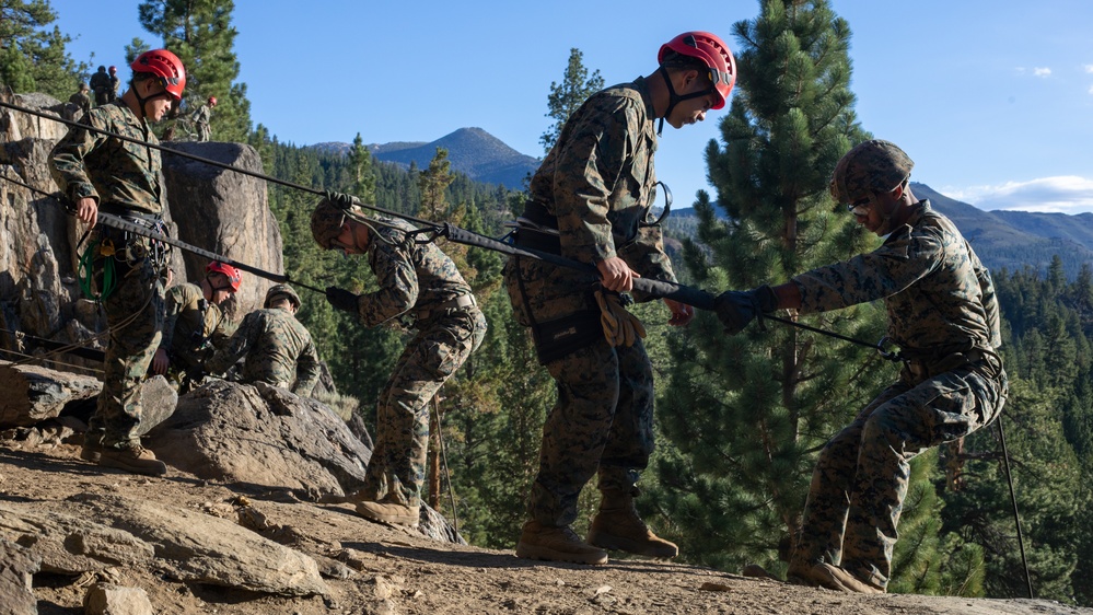 Practice Makes Perfect | U.S. Marines with 1st Battalion, 24th Marine Regiment practice rope rappelling drills at Mountain Warfare Training Center