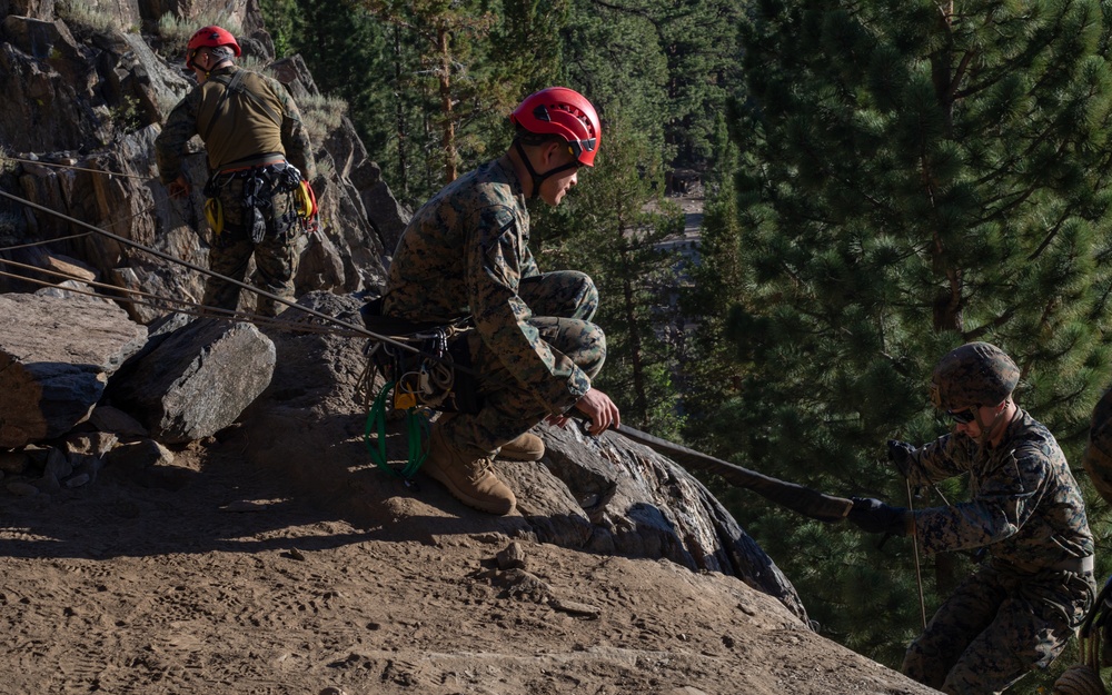 Practice Makes Perfect | U.S. Marines with 1st Battalion, 24th Marine Regiment practice rope rappelling drills at Mountain Warfare Training Center