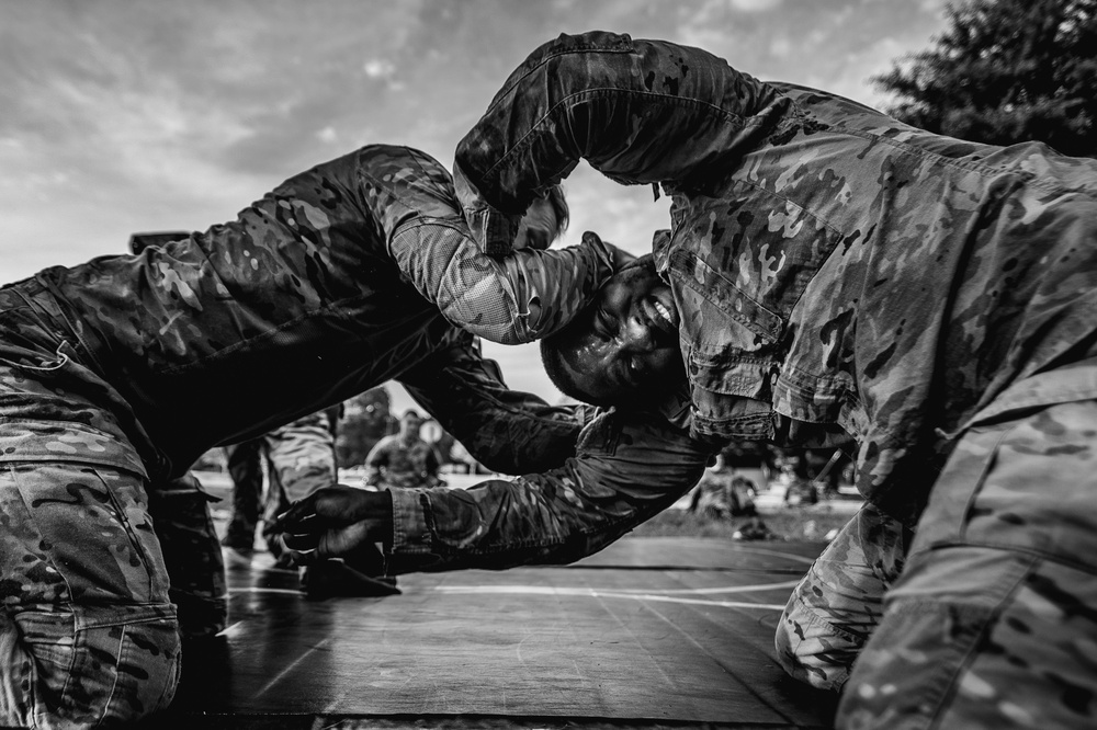 Visual Information Soldiers Conduct Combatives Training