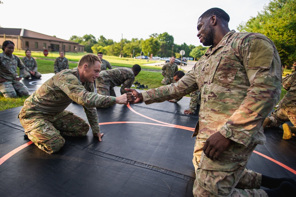 Visual Information Soldiers Conduct Combatives Training