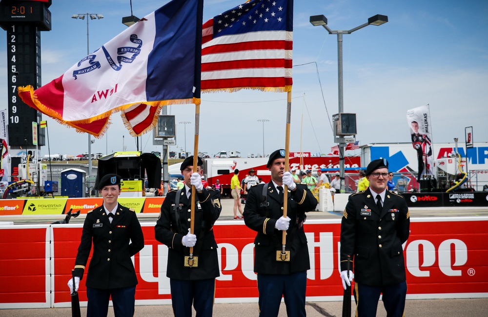 Iowa Soldiers provide color guard at Iowa Speedway race