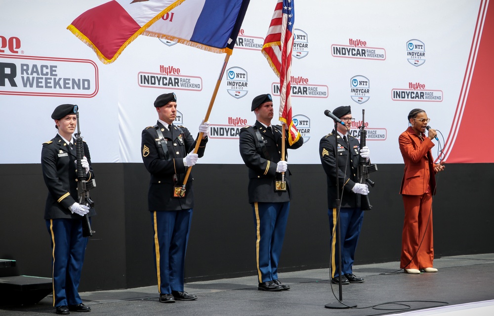 Iowa Soldiers provide color guard at Iowa Speedway race