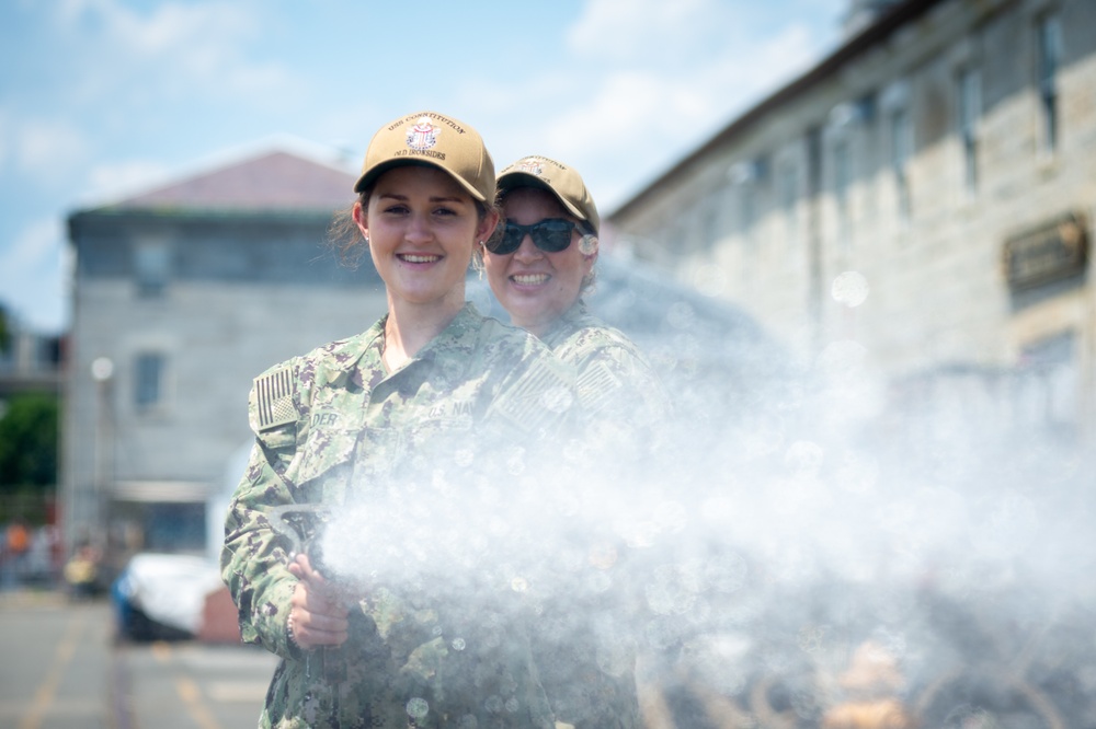 U.S. Navy Sailors prepare to test P-100 pump