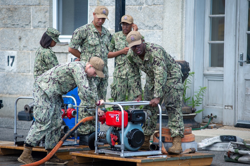 U.S. Navy Sailors prepare to test P-100 pump