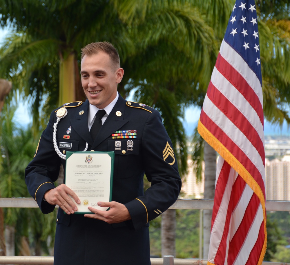 Promotion Ceremony for Sgt. Jordan Knudsen
