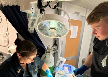 Corpsman Care during Atlantic Ocean ops on MSC ship
