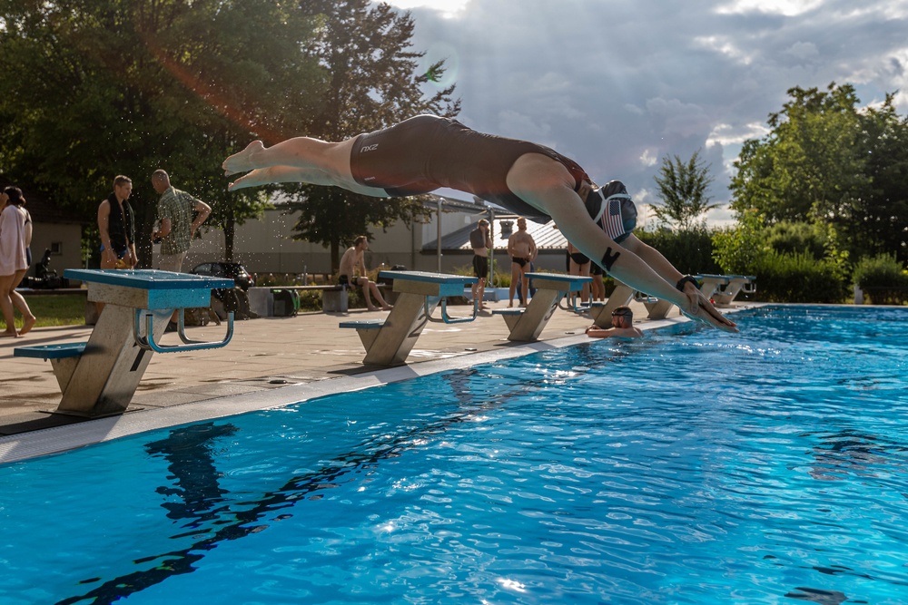 Maj. Mandy Kannapel practices her dive