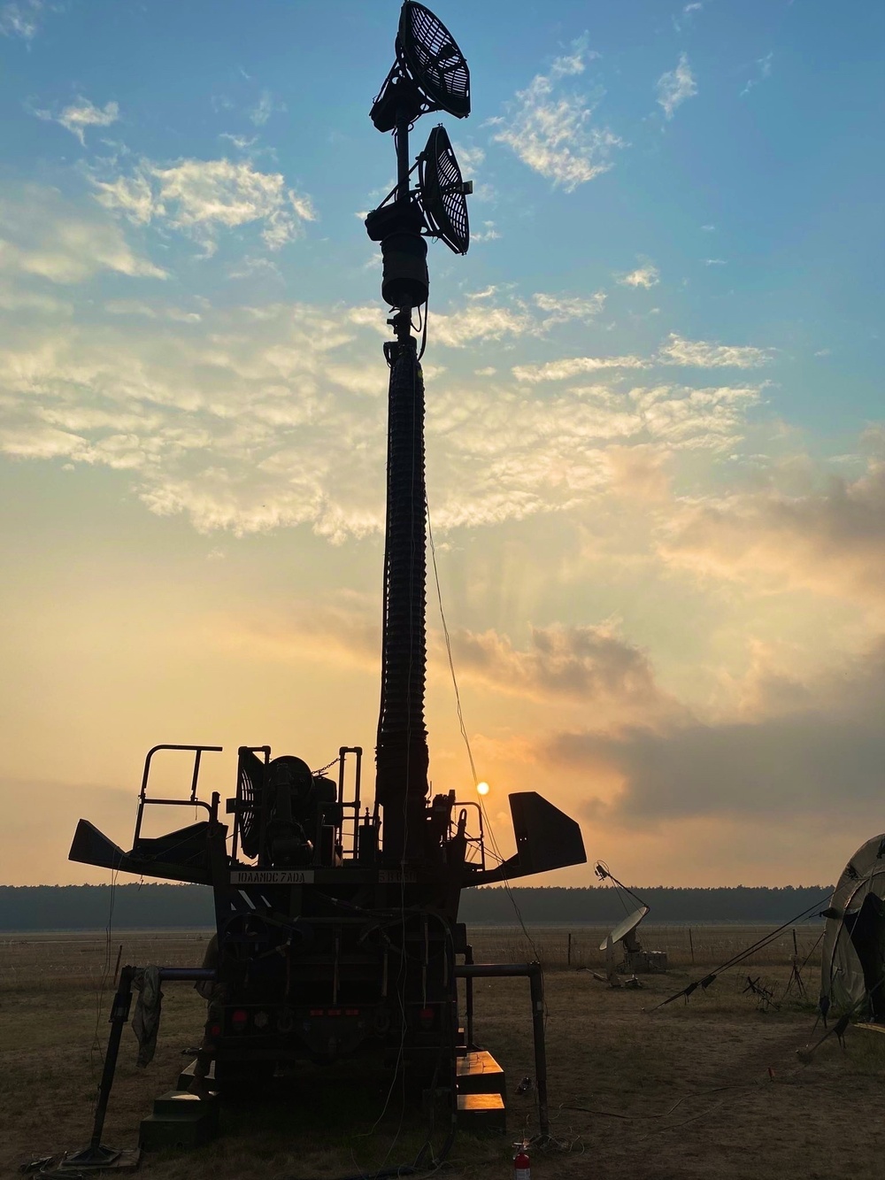 Sun sets over Antenna Mast Group in Slovakia