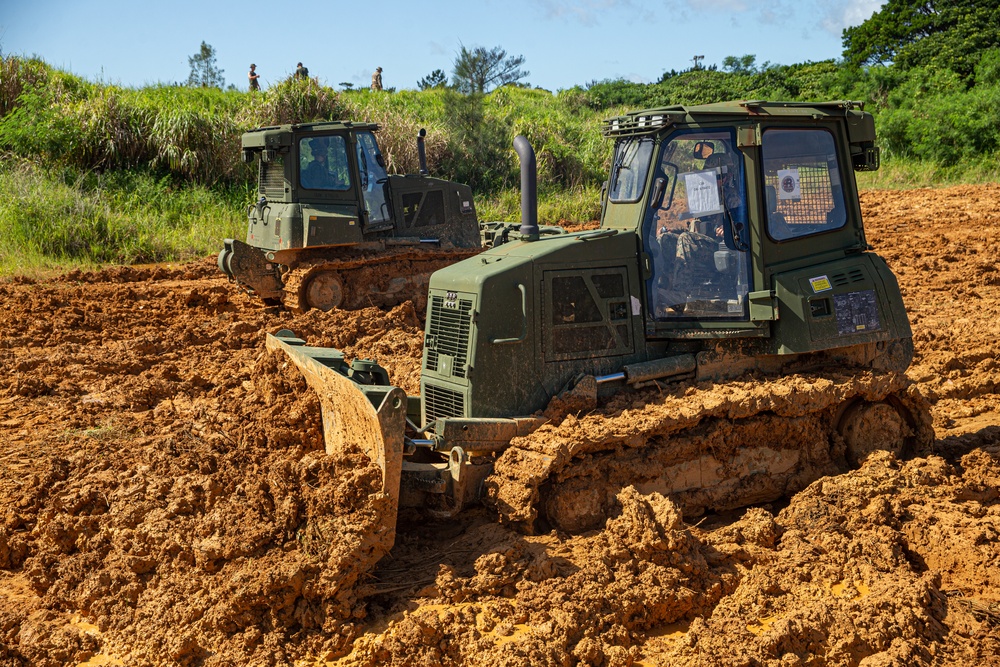 3rd LSB Engineer Support Platoon Marines build defensive positions