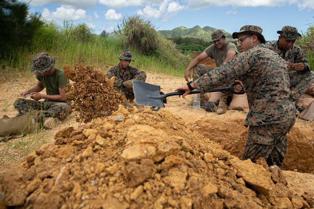 3rd LSB Engineer Support Platoon Marines build defensive positions