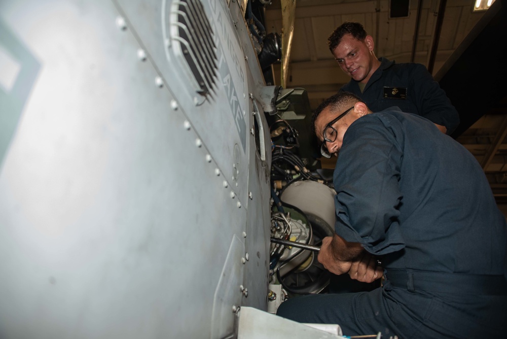 Helicopter Maintenance Aboard USS New Orleans July 26, 2022