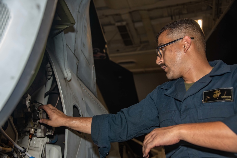 Helicopter Maintenance Aboard USS New Orleans July 26, 2022