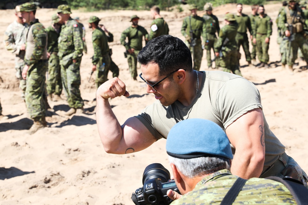 US, Canadian troops play tug of war