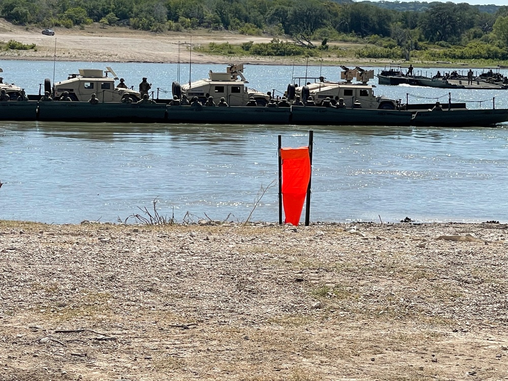 Crossing river with vehicles