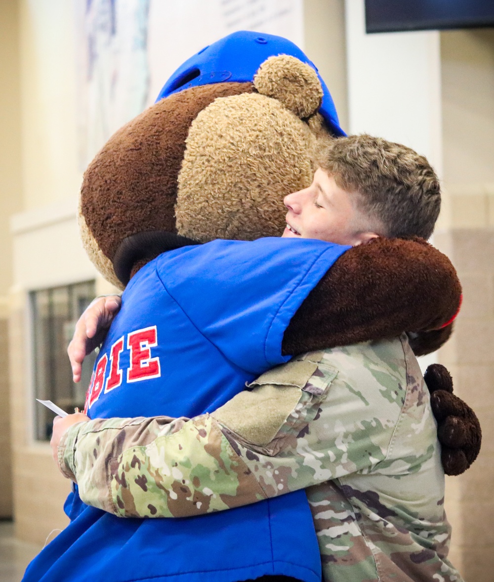 A hug with Cubbie Bear