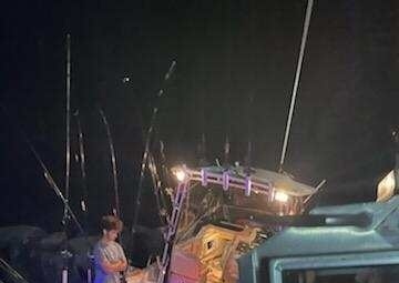 U.S. Coast Guard Station Ashtabula responds to 28' vessel allision with the Ashtabula west break wall