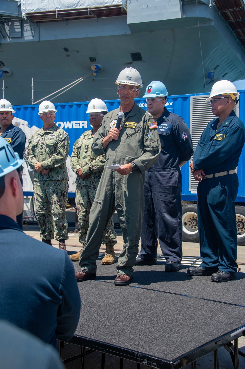 USS Carl Vinson (CVN 70) Holds All Hands Call