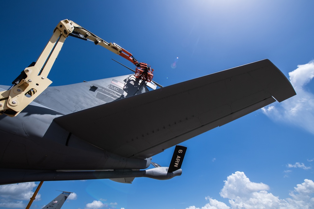 Maintainers replace coupler on KC-135 at MacDill