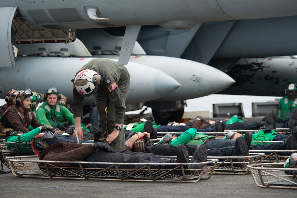 USS Ronald Reagan (CVN 76) conducts mass casualty drill