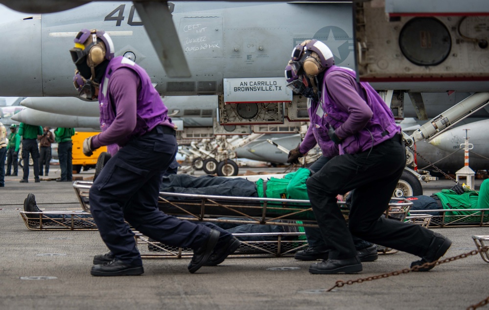 USS Ronald Reagan (CVN 76) conducts mass casualty drill