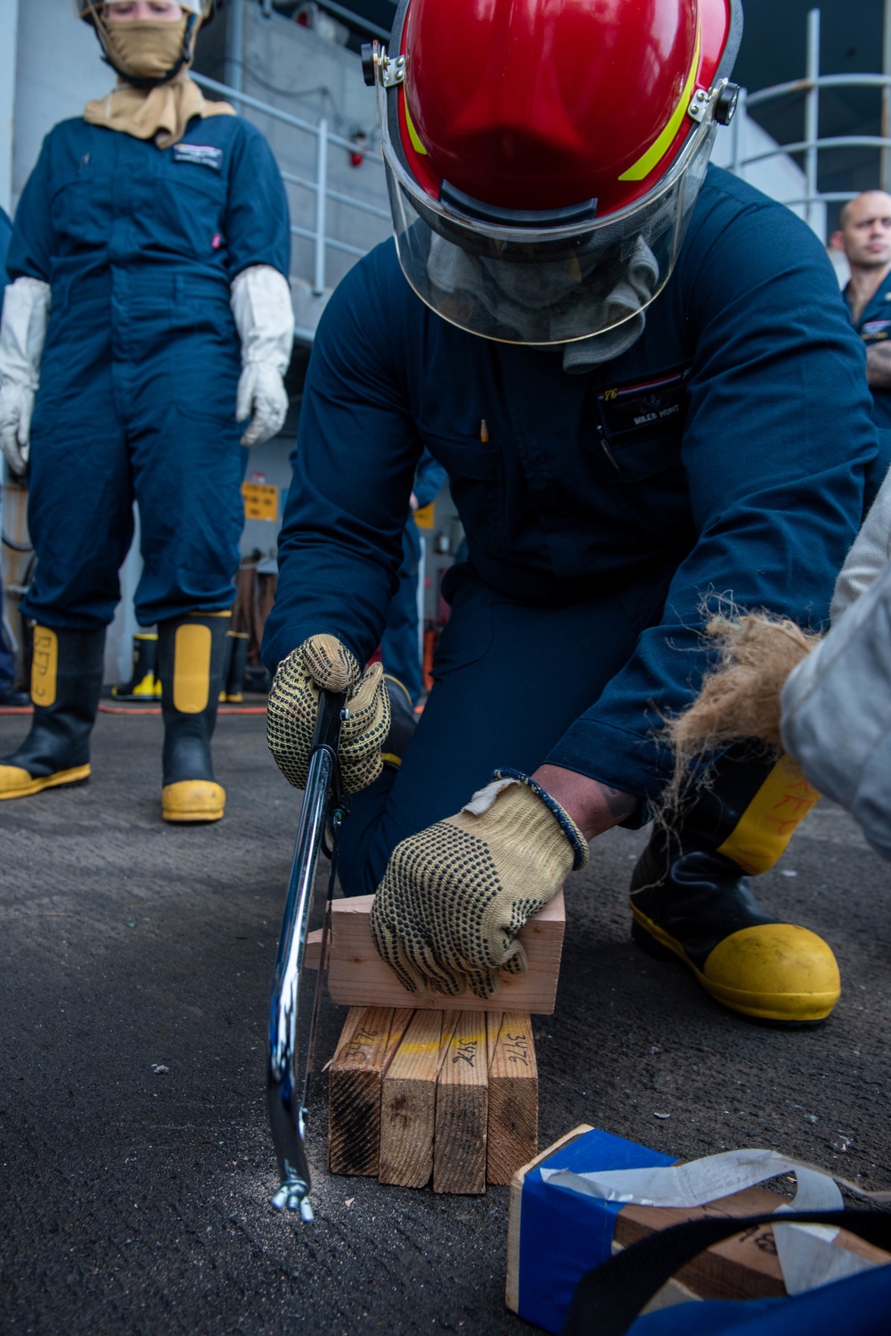 USS Ronald Reagan (CVN 76) Sailors conduct flooding response drill