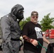 A US Soldier conducts decontamination operations in Philadelphia