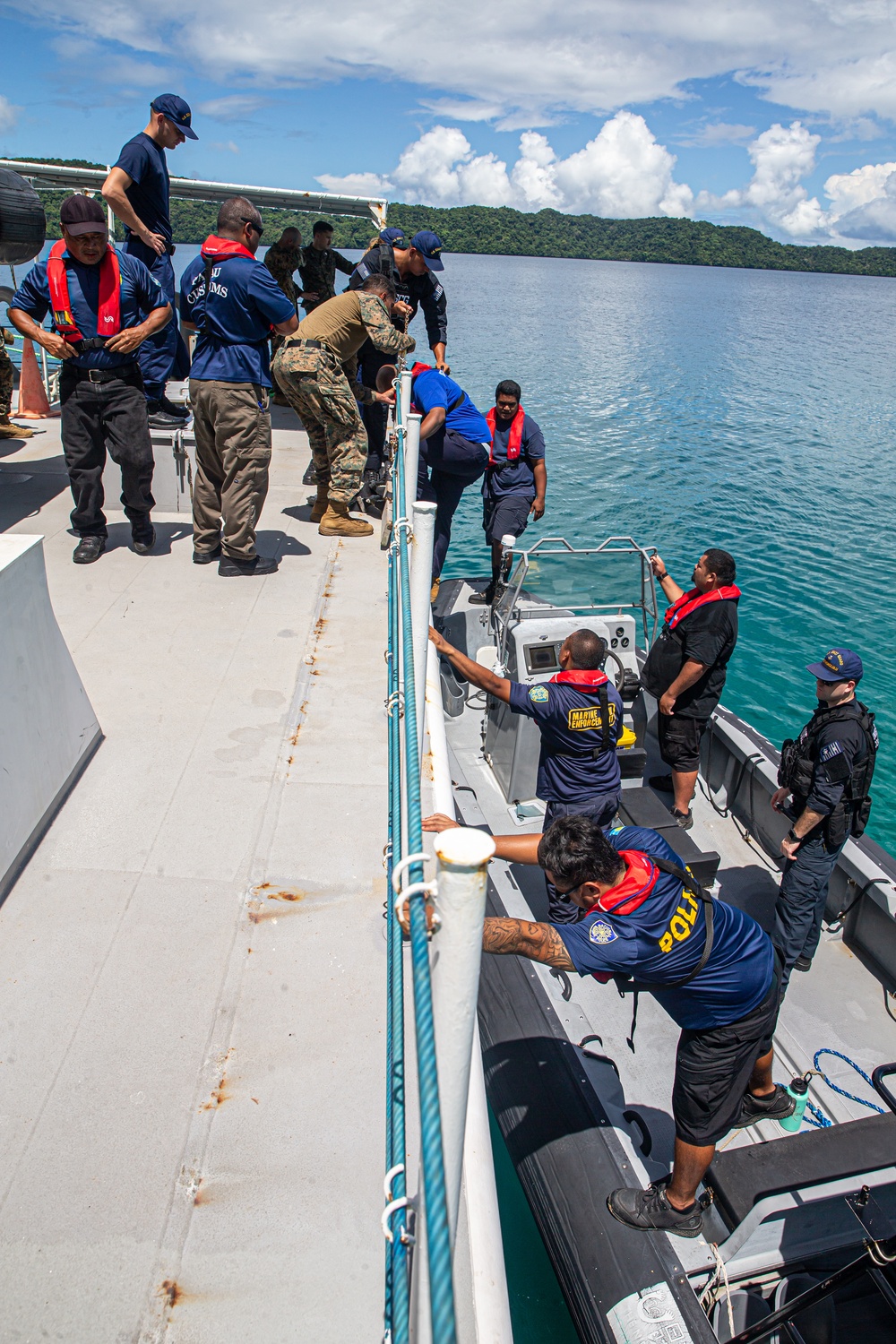 US Joint Forces and Palauan Law Enforcement practice Boarding Drills on the PSS Kedam | Task Force Koa Moana 22