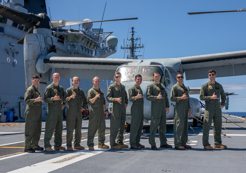 U.S. Marine Corps VMM-363 Group photo Aboard HMAS Canberra