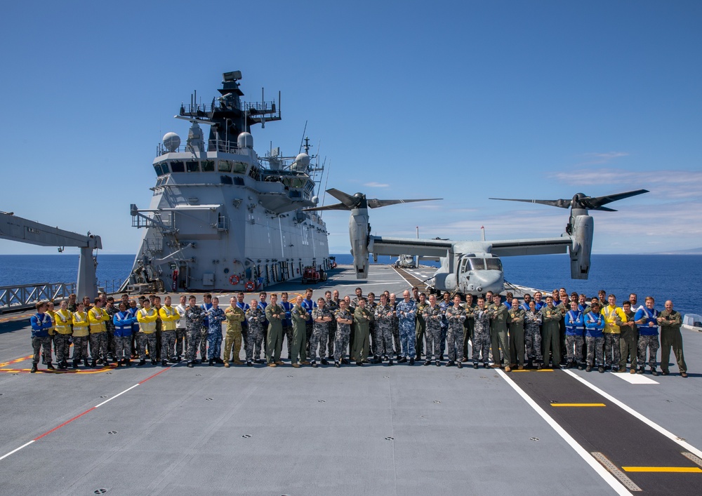 VMM-363 and HMAS Canberra aviation department group photo