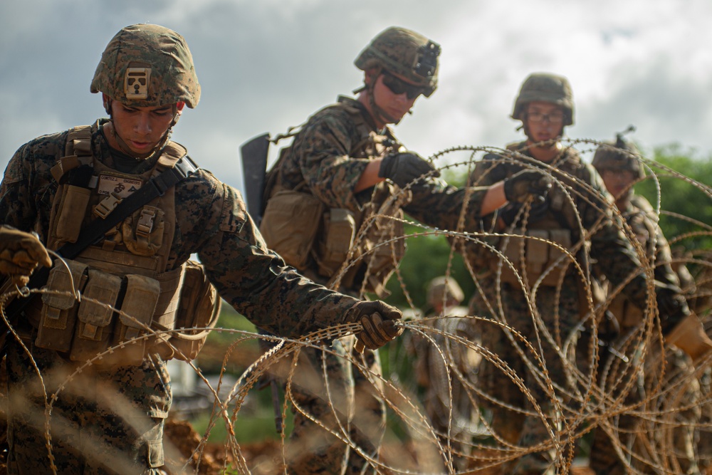 3rd LSB Engineer Support Platoon Marines fortify defensive position