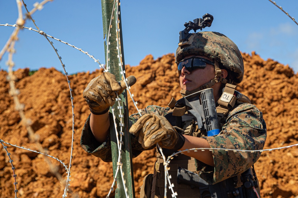 3rd LSB Engineer Support Platoon Marines fortify defensive position