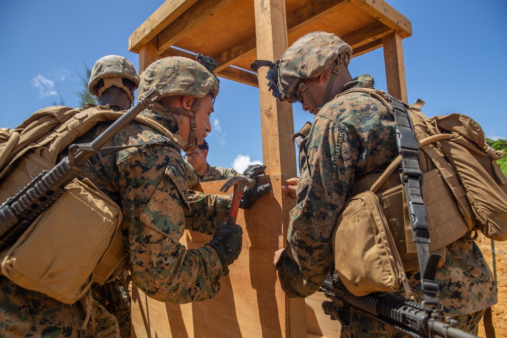 3rd LSB Engineer Support Platoon Marines fortify defensive position