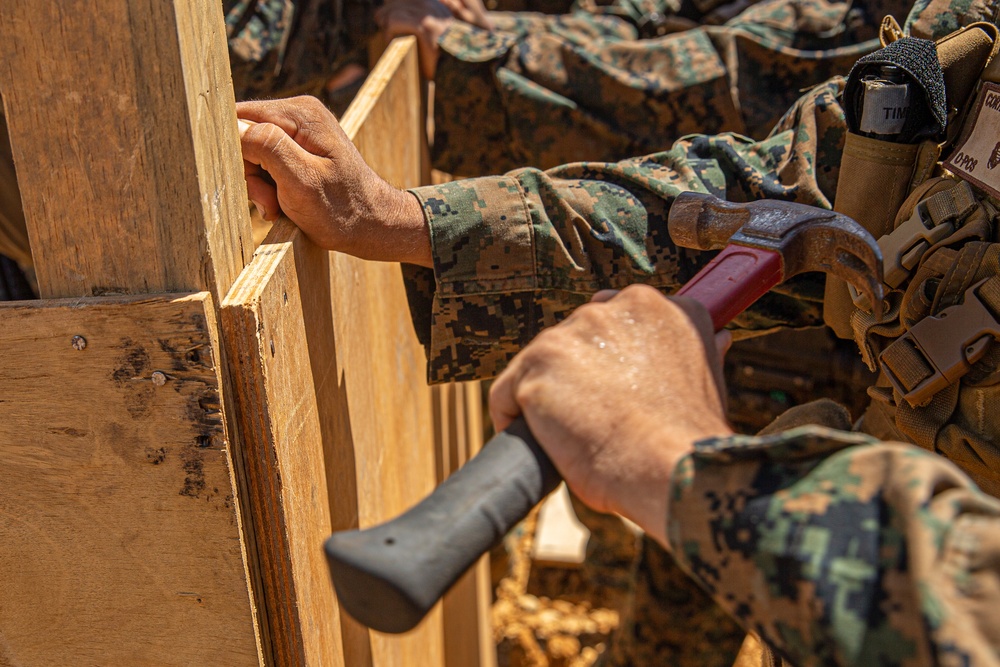 3rd LSB Engineer Support Platoon Marines fortify defensive position