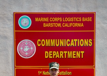 Pfc. Erwin C. Mariano Stands at the MCLB Barstow Communications Department
