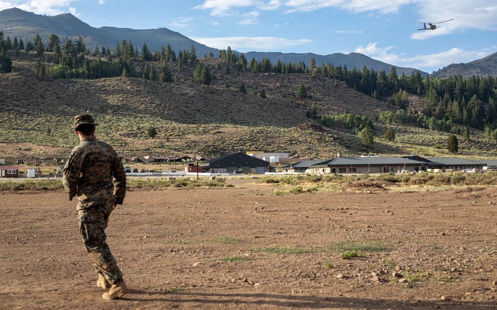 Raven Flying High | U.S. Marines with 1st Battalion, 24th Marine Regiment assemble and launch a Raven-B RQ-11 drone at Mountain Warfare Training Center